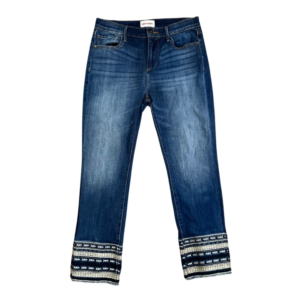 Driftwood Colette Embroidered Hem Jeans Size 29